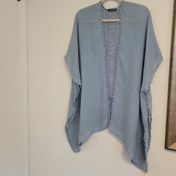 Steve Madden baby blue open shaw duster kimono coverup wrap. O/S - Picture 2 of 6